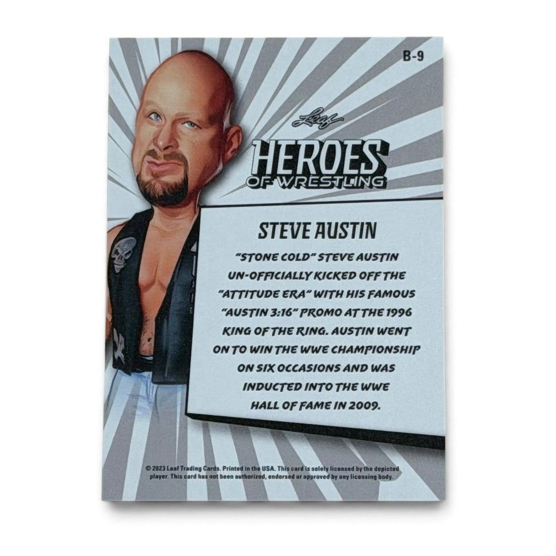 2023 Leaf Heroes of Wrestling Stone Cold Steve Austin B-9 WWE Austin 3:16 Card