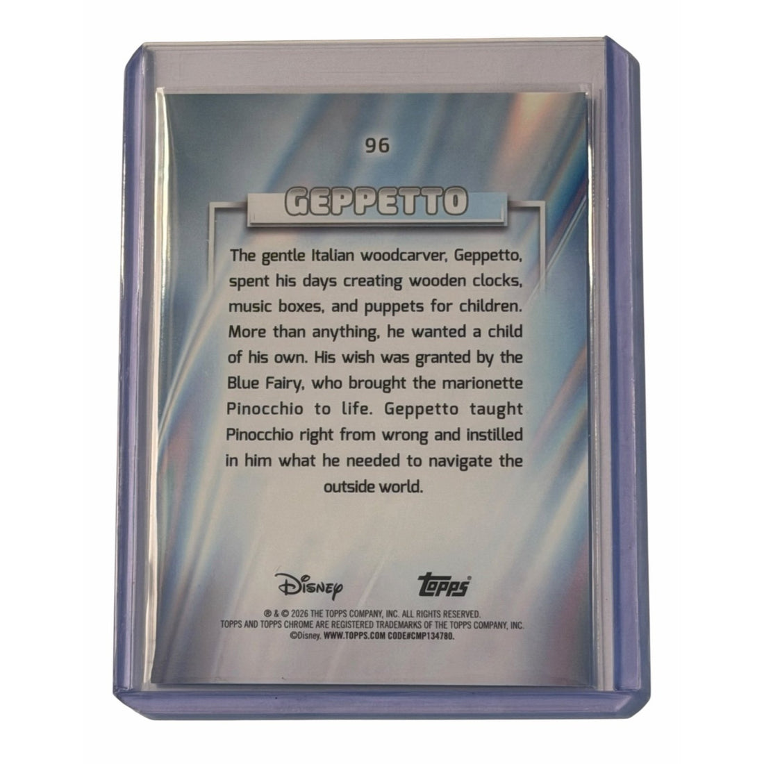 2026 Topps Chrome Disney Geppetto #96 NM Refractor Pinocchio Trading Card