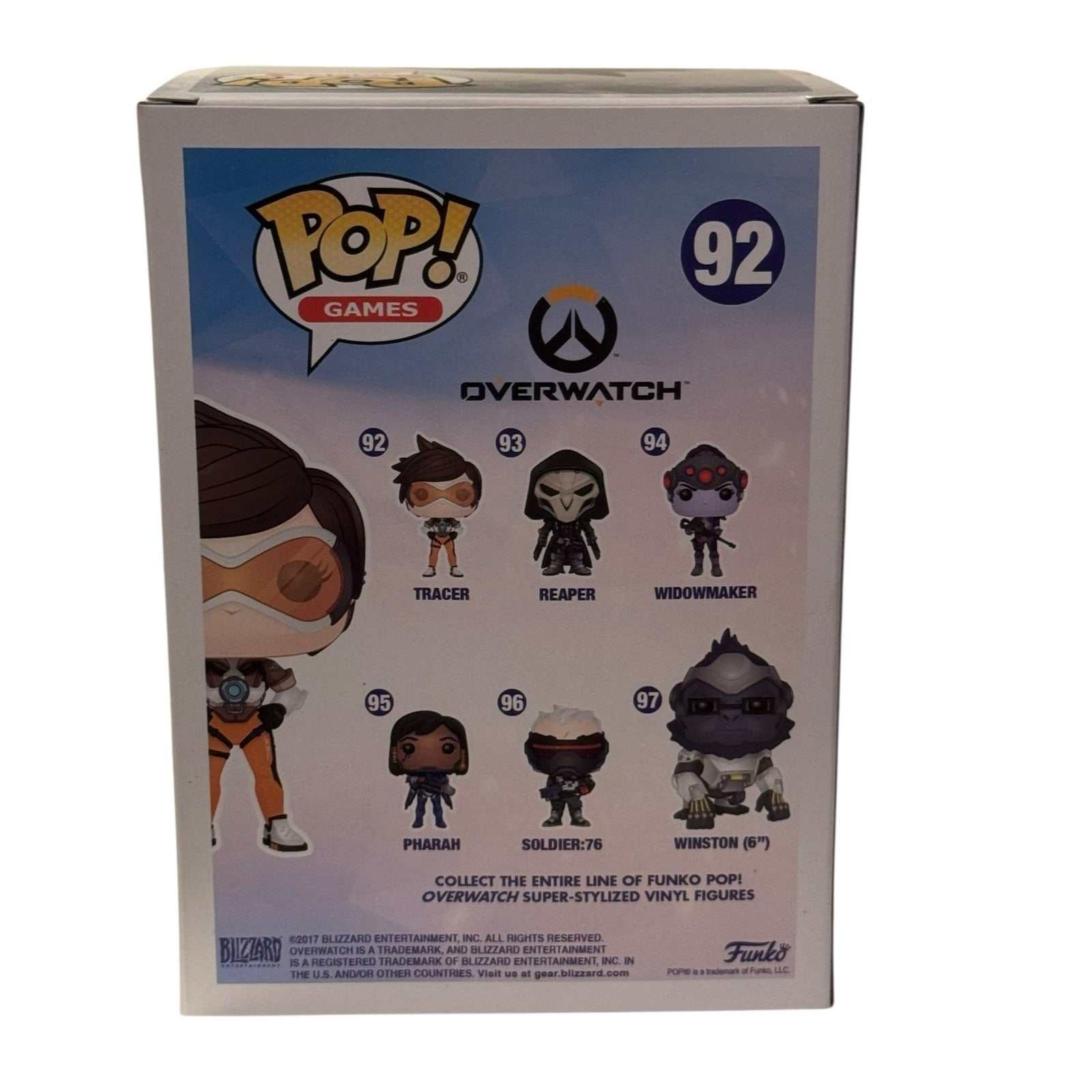 Tracer Overwatch Funko Pop 92 Games vinyl figure collectible with ThinkGeek Exclusive sticker in original box