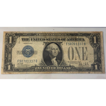 *1928*! B $1 Silver Certificate Blue Seal Woods Mellon **Old US Currency Note**!