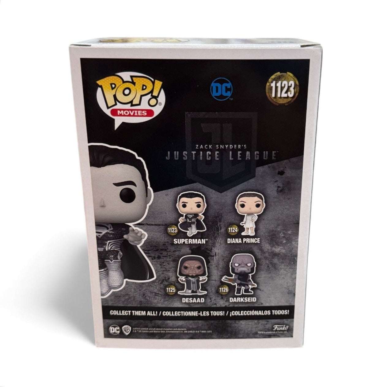 Funko Pop Superman Zack Snyder Justice League black suit limited edition figure box back view