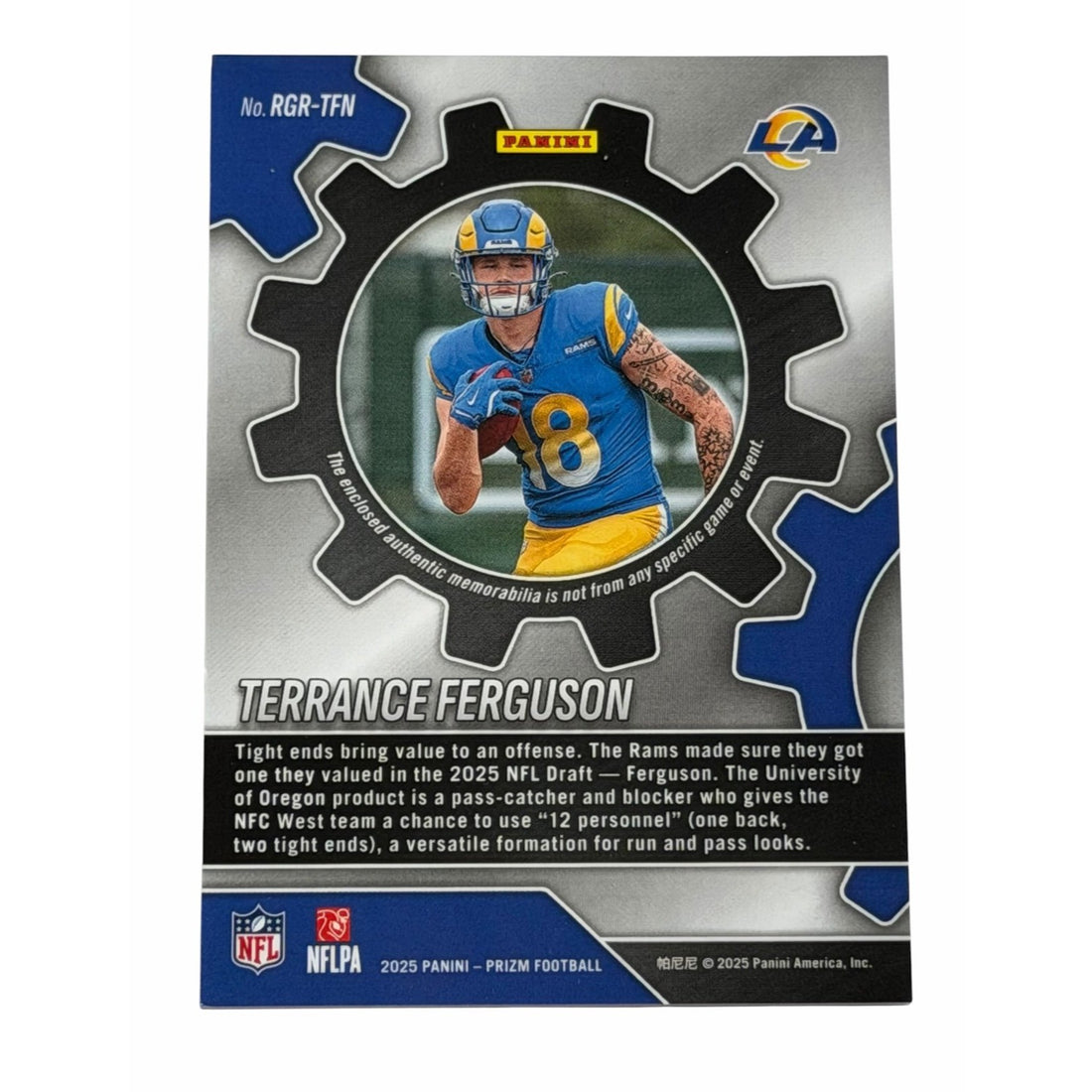 Terrance Ferguson RC Rookie Gear Patch Terrance Ferguson RC Rookie Gear Patch 2025 Panini Prizm Rams Memorabilia Rookie