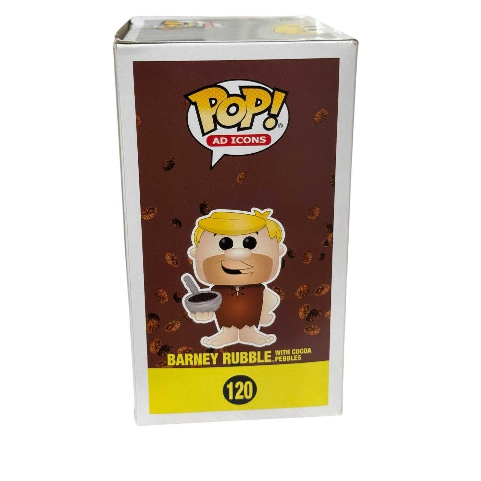 Barney Rubble Funko Pop Ad Icons vinyl figure holding Cocoa Pebbles cereal in box