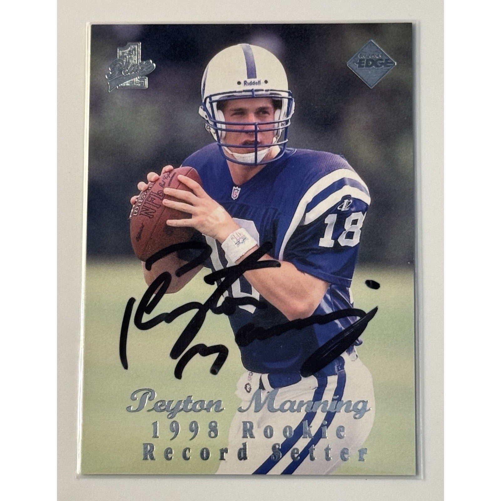 Peyton Manning RC Auto 1998 Collector's Edge 1st Place Rookie Record Setter 135