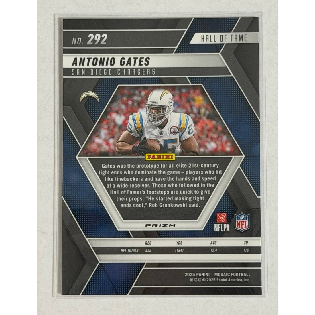 Antonio Gates Panini Antonio Gates 2025 Panini Mosaic Hall of Fame Prizm 292 NFL SD Chargers TE