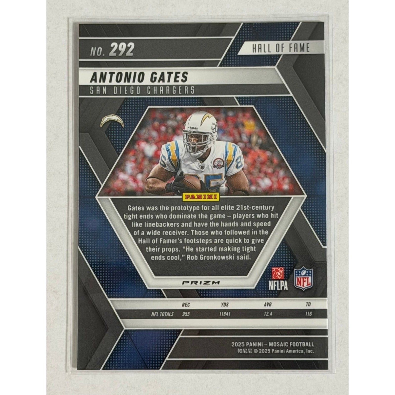 Antonio Gates Panini Antonio Gates 2025 Panini Mosaic Hall of Fame Prizm 292 NFL SD Chargers TE