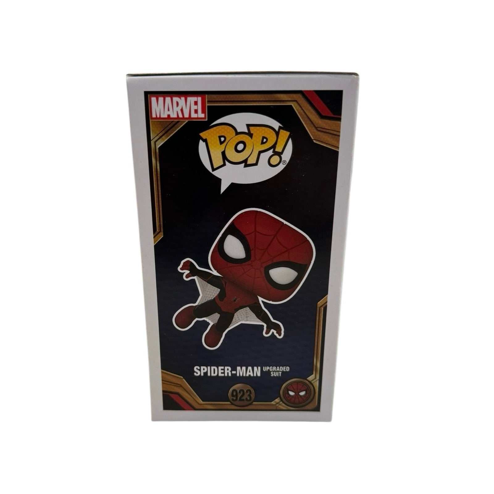 Spider-Man Upgraded Suit Funko Pop vinyl bobblehead in display box Marvel No Way Home 923 collectible