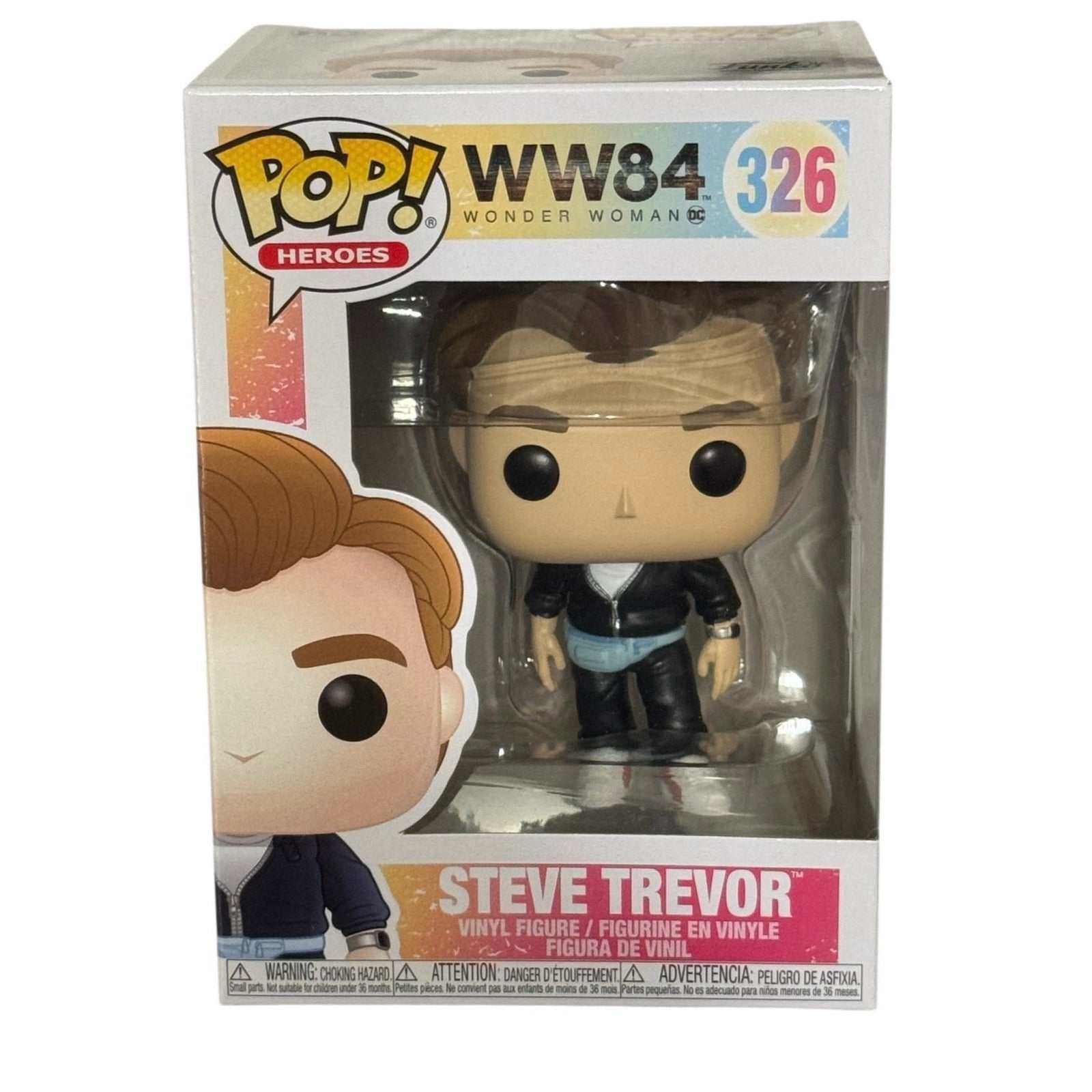 Steve Trevor Funko Pop 326 WW84 Wonder Woman 1984 vinyl figure in film-accurate outfit in box with shelf wear