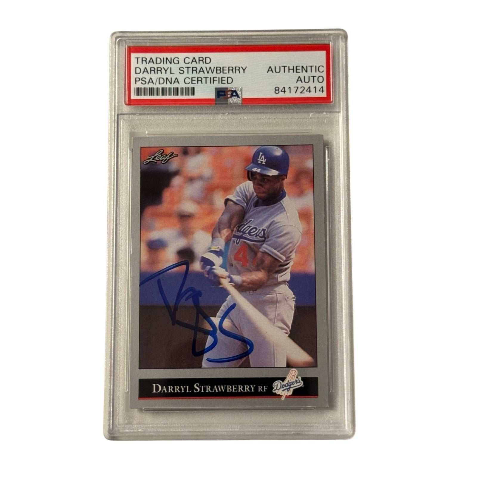 1991 Darryl Strawberry signed Leaf baseball card PSA DNA certified Los Angeles Dodgers