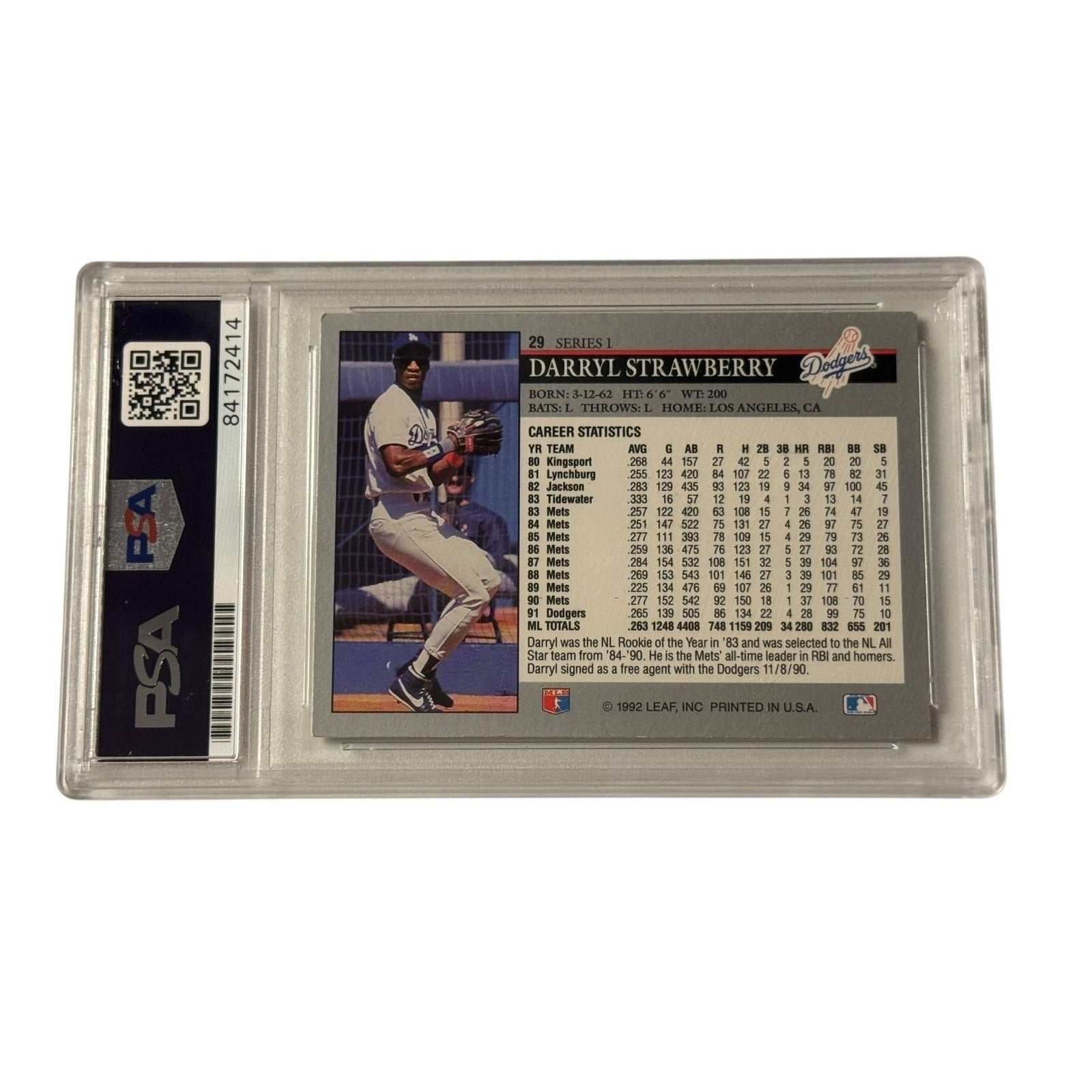 1991 Darryl Strawberry signed baseball card PSA DNA certified Dodgers autograph collectible