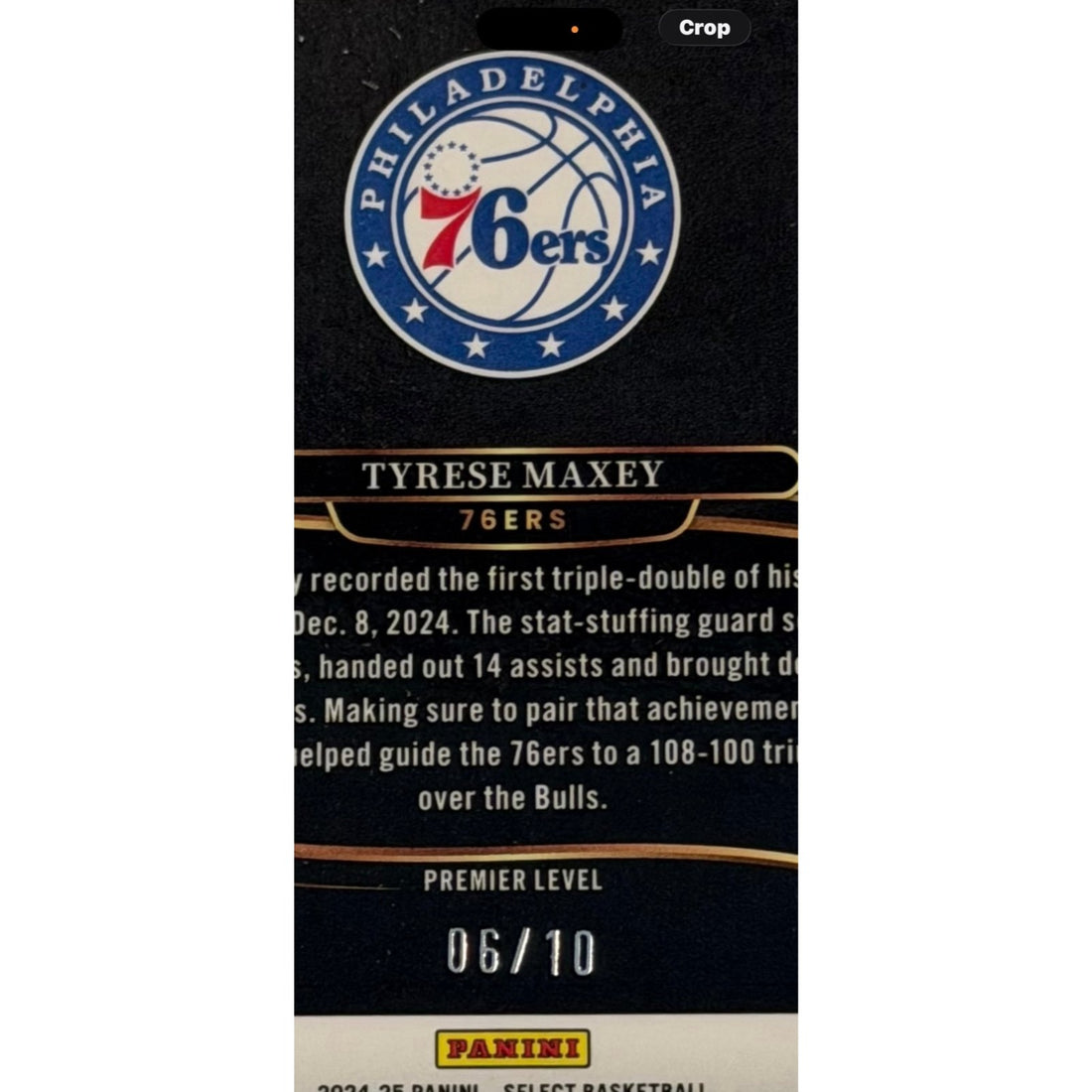 6/10 Tyrese Maxey 2024-25 Panini Select Gold Prizm #156 NBA 76ers SSP