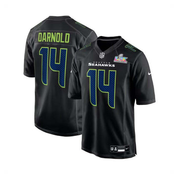 Sam Darnold Seattle Seahawks #14 NFL Black Super Bowl Jersey Mens Authentic XL