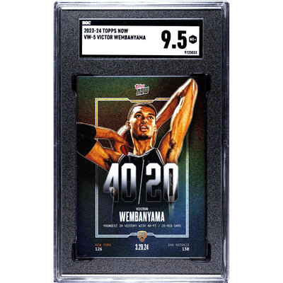 2023-24 Topps Now Victor Wembanyama RC Youngest 40/20 NBA Spurs Card VW5 SGC 9.5