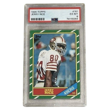 1986 Topps Jerry Rice Rookie Card PSA 6 EX MT #161 NFL San Francisco 49ers football trading card