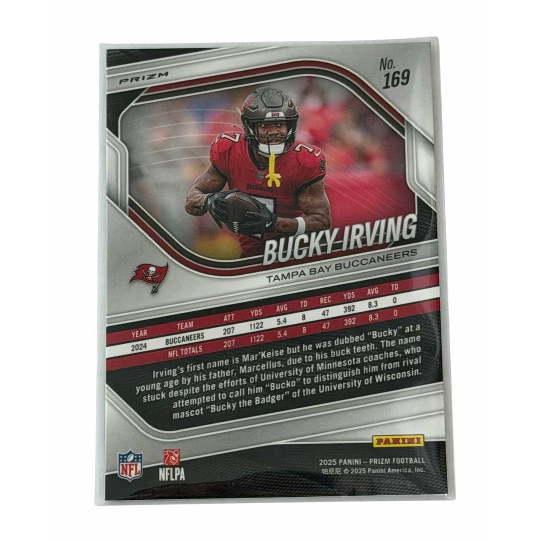 Bucky Irving Panini Bucky Irving 2025 Panini Prizm Refractor NFL Tampa Bay Buccaneers Silver Card 1