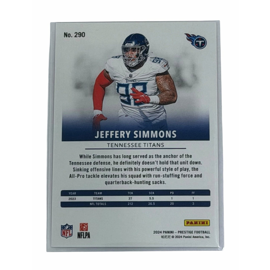 Jeffery Simmons 2024 Panini Prestige Xtra Jeffery Simmons 2024 Panini Prestige Xtra Points Red /999 NFL Titans 290