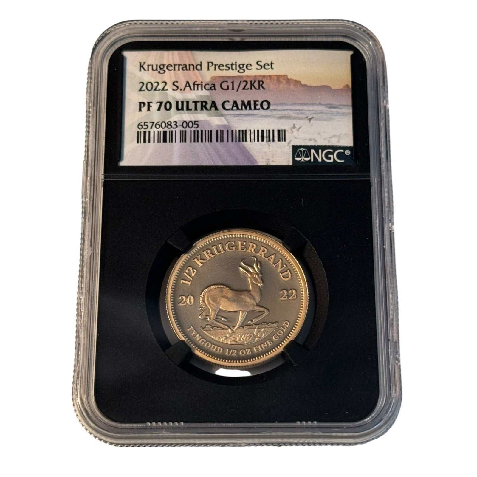 2022 Gold Krugerrand Prestige Set PF70 Ultra Cameo graded coin in protective holder