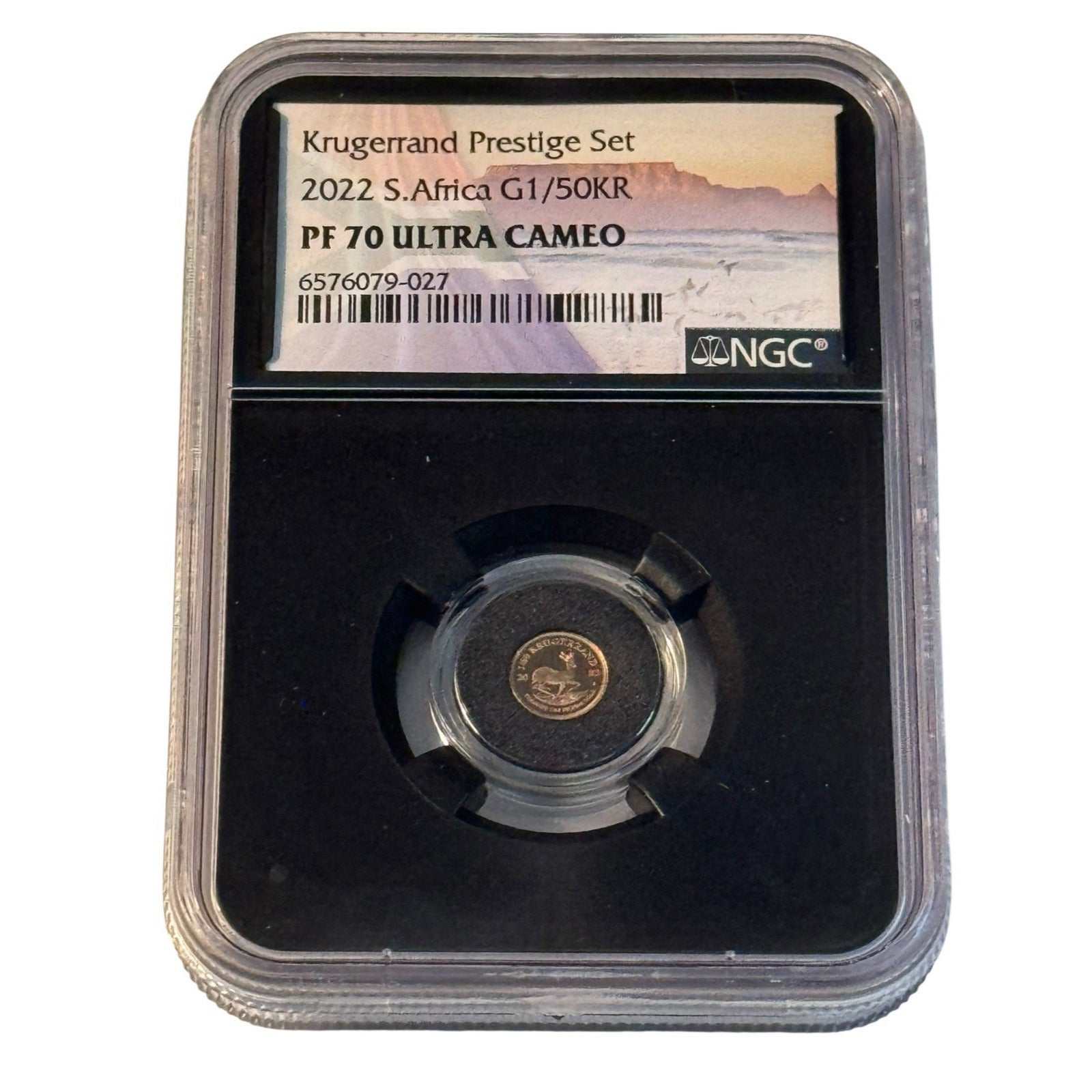 2022 Gold Krugerrand Prestige Set PF70 Ultra Cameo graded coin in protective slab