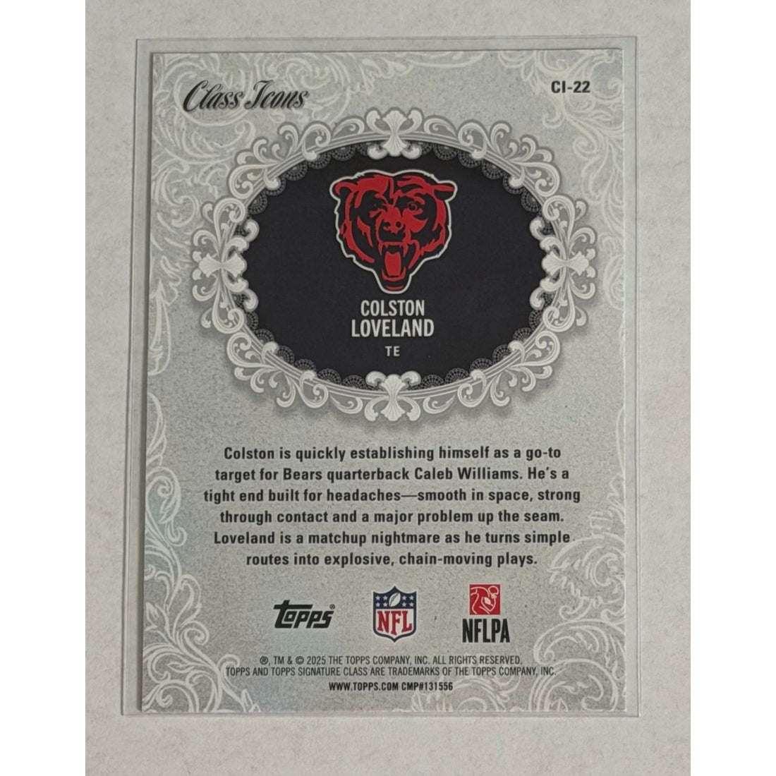 Colston Loveland RC 2025 Topps Signature Class Icons CI-22 NFL Bears Rookie