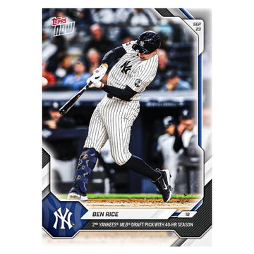 Ben Rice 2026 MLB Topps NOW Yankees Card 18 Super Limited PR 40 HR Season