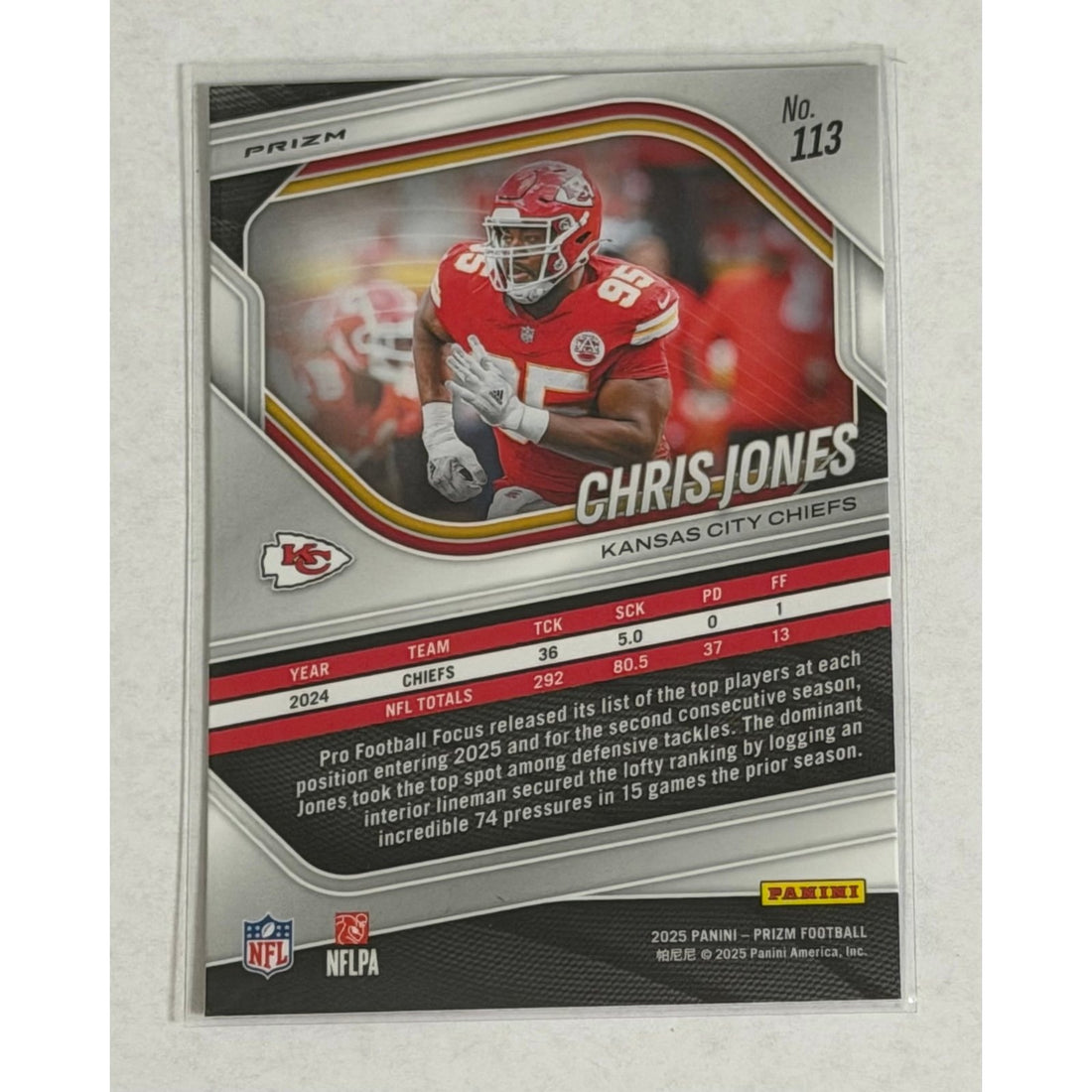 2025 Panini Prizm Chris Jones Cracked 2025 Panini Prizm Chris Jones Cracked Ice 113 Kansas City Chiefs All-Pro DT