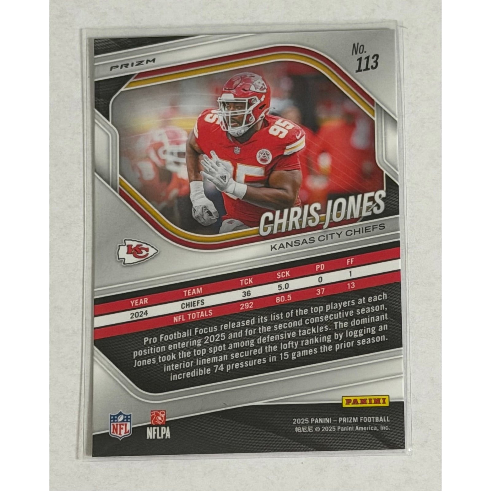 2025 Panini Prizm Chris Jones Cracked 2025 Panini Prizm Chris Jones Cracked Ice 113 Kansas City Chiefs All-Pro DT