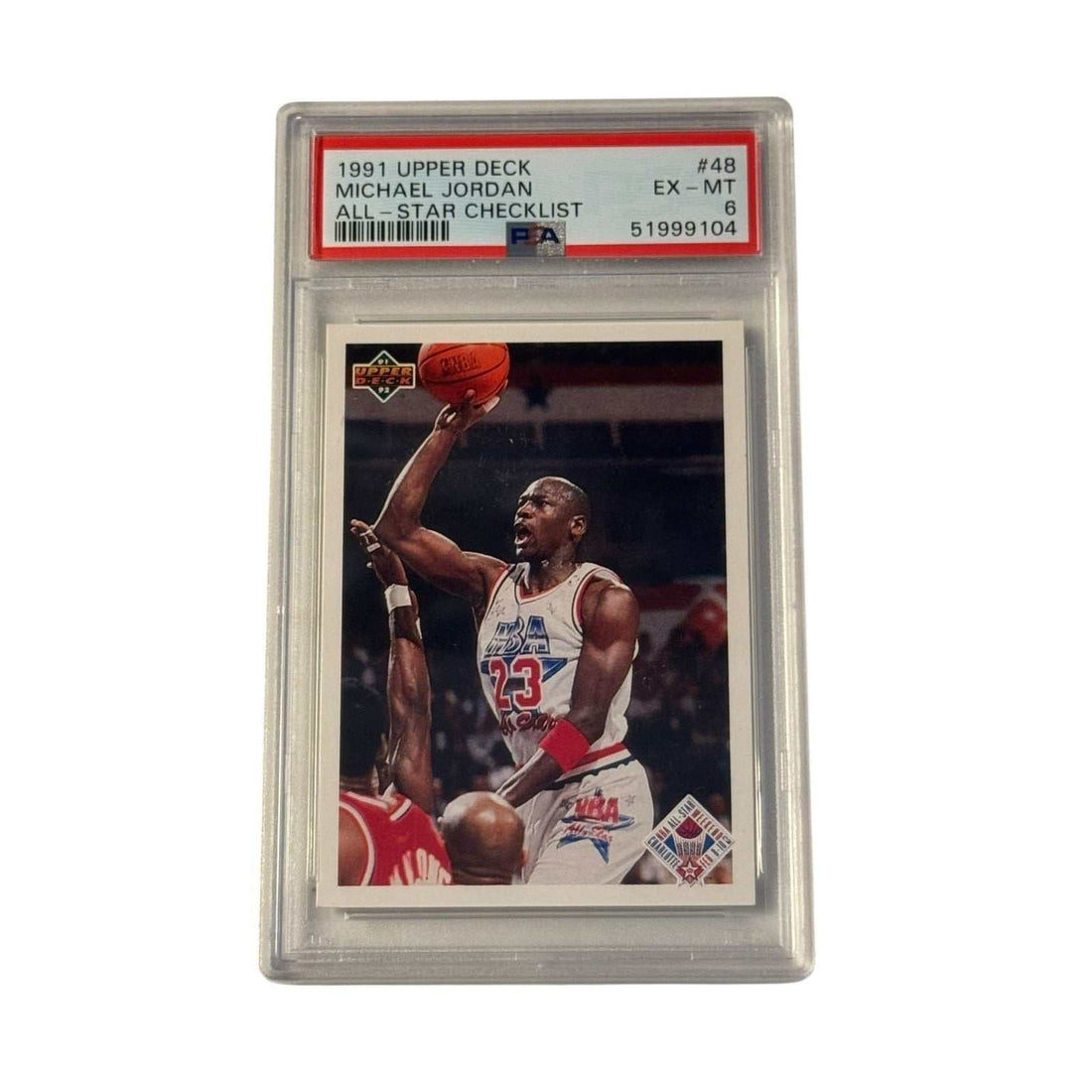 1991 Upper Deck Michael Jordan All Star Checklist PSA 6 card in protective slab