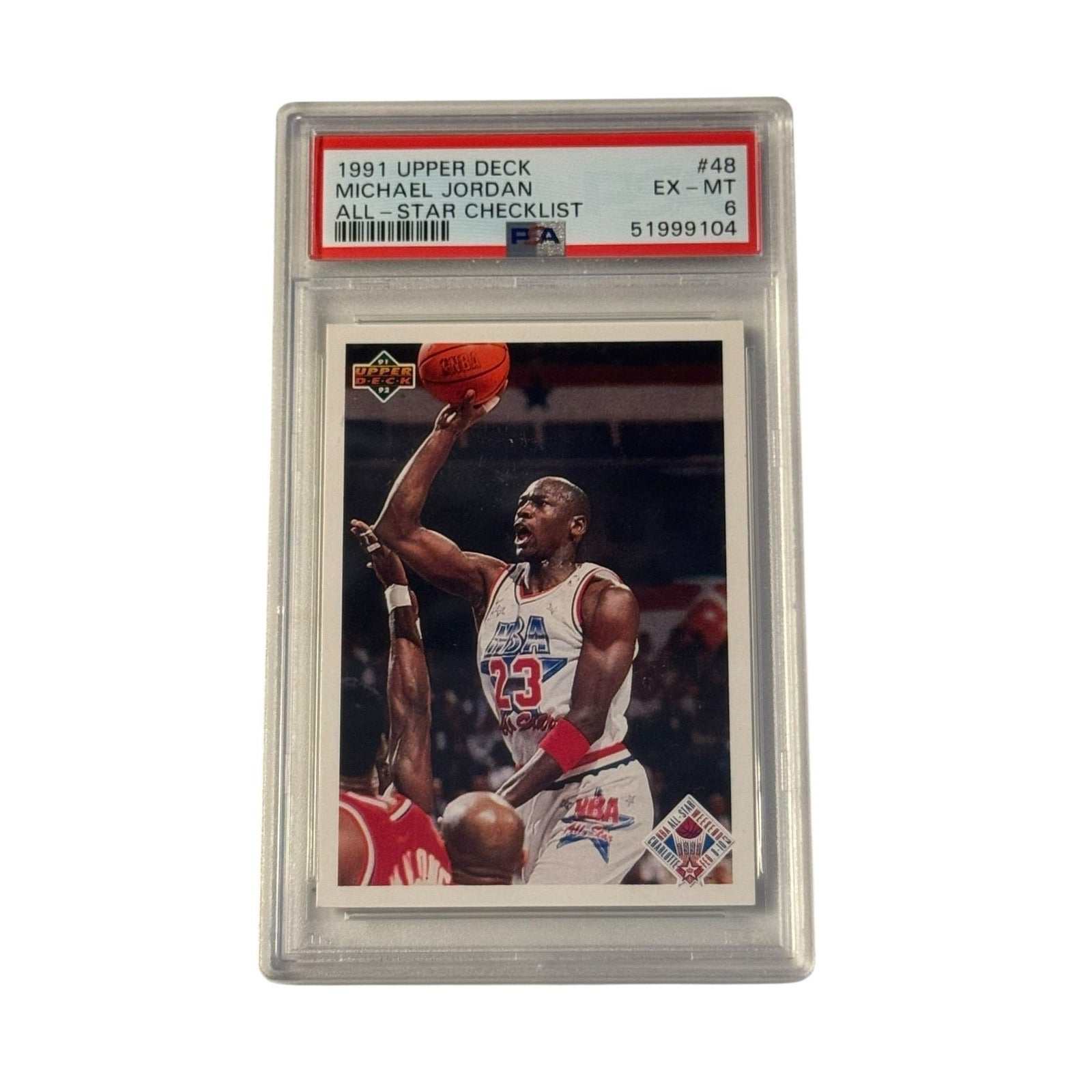 1991 Upper Deck Michael Jordan All Star Checklist PSA 6 card in protective slab