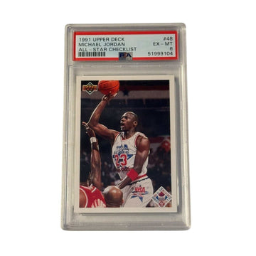 1991 Upper Deck Michael Jordan All Star Checklist PSA 6 card in protective slab