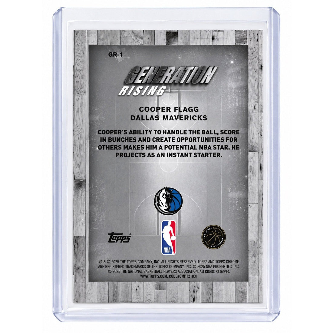 Cooper Flagg Topps Chrome Cooper Flagg RC 2025 Topps Chrome Generation Rising GR 1 NBA Dallas Mavericks