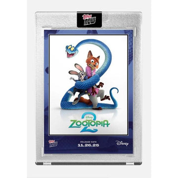 Zootopia 2 Topps Now limited edition collectible card featuring Judy Hopps, Nick Wilde, and snake character artwork