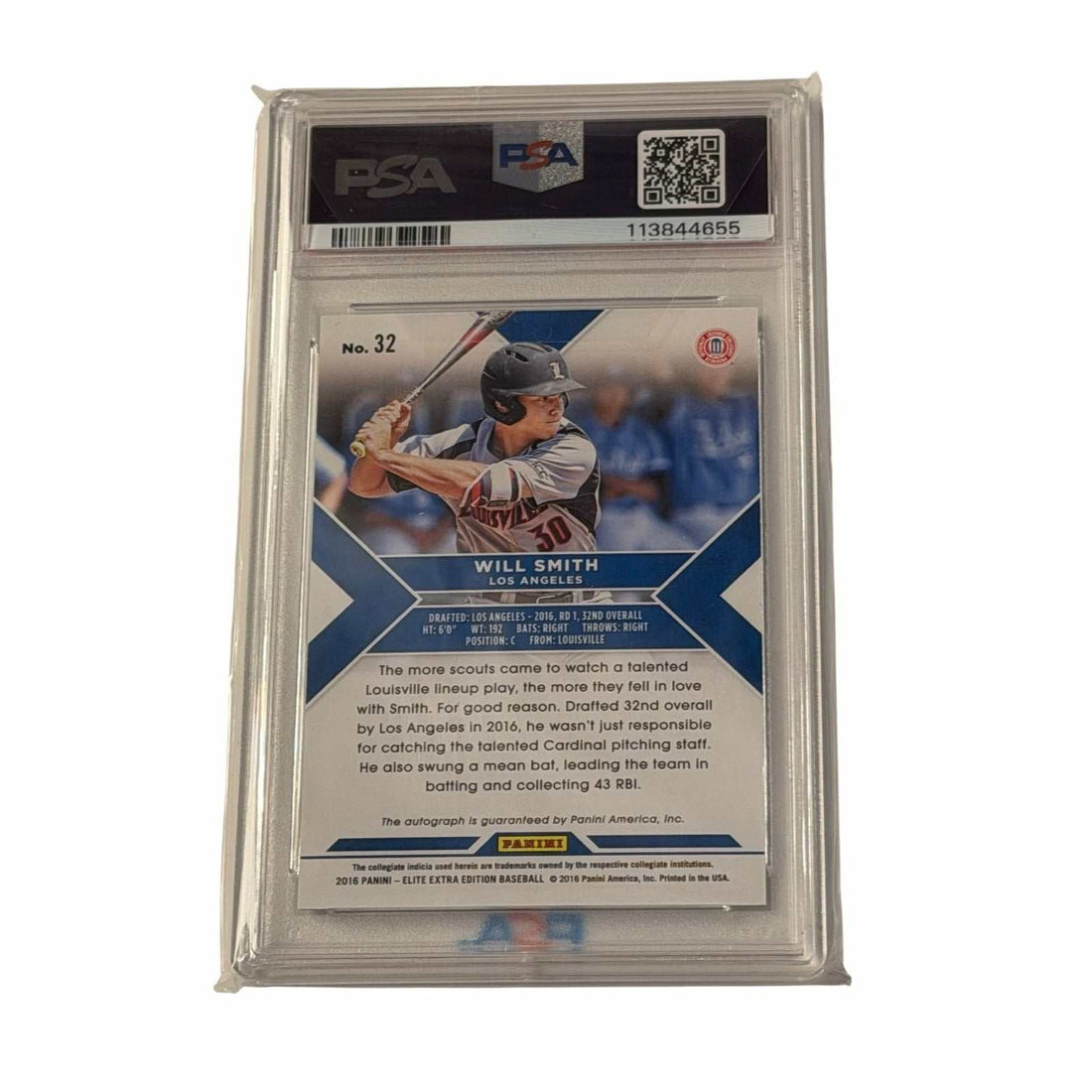 /10 Will Smith RC AUTO 2016 Panini Elite Extra Black PSA 9 Dodgers #32