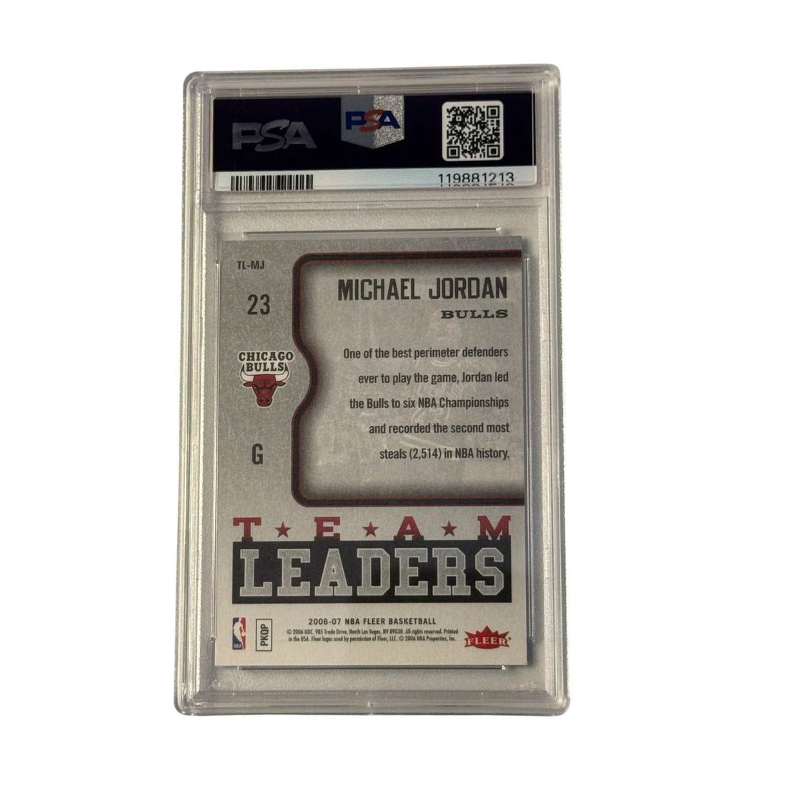 2006 Fleer Team Leaders Michael Jordan PSA 9 Mint basketball card Chicago Bulls