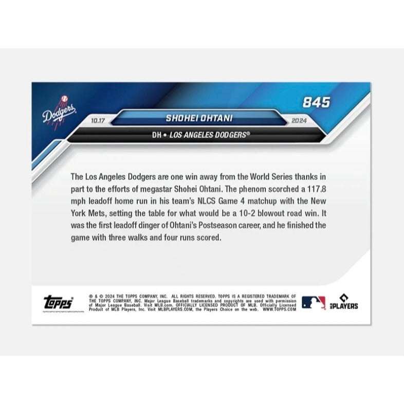 ONLY 9504 Printed Shohei Ohtani 2024 Topps NOW #845 MLB LA Dodgers 1st NLCS HR