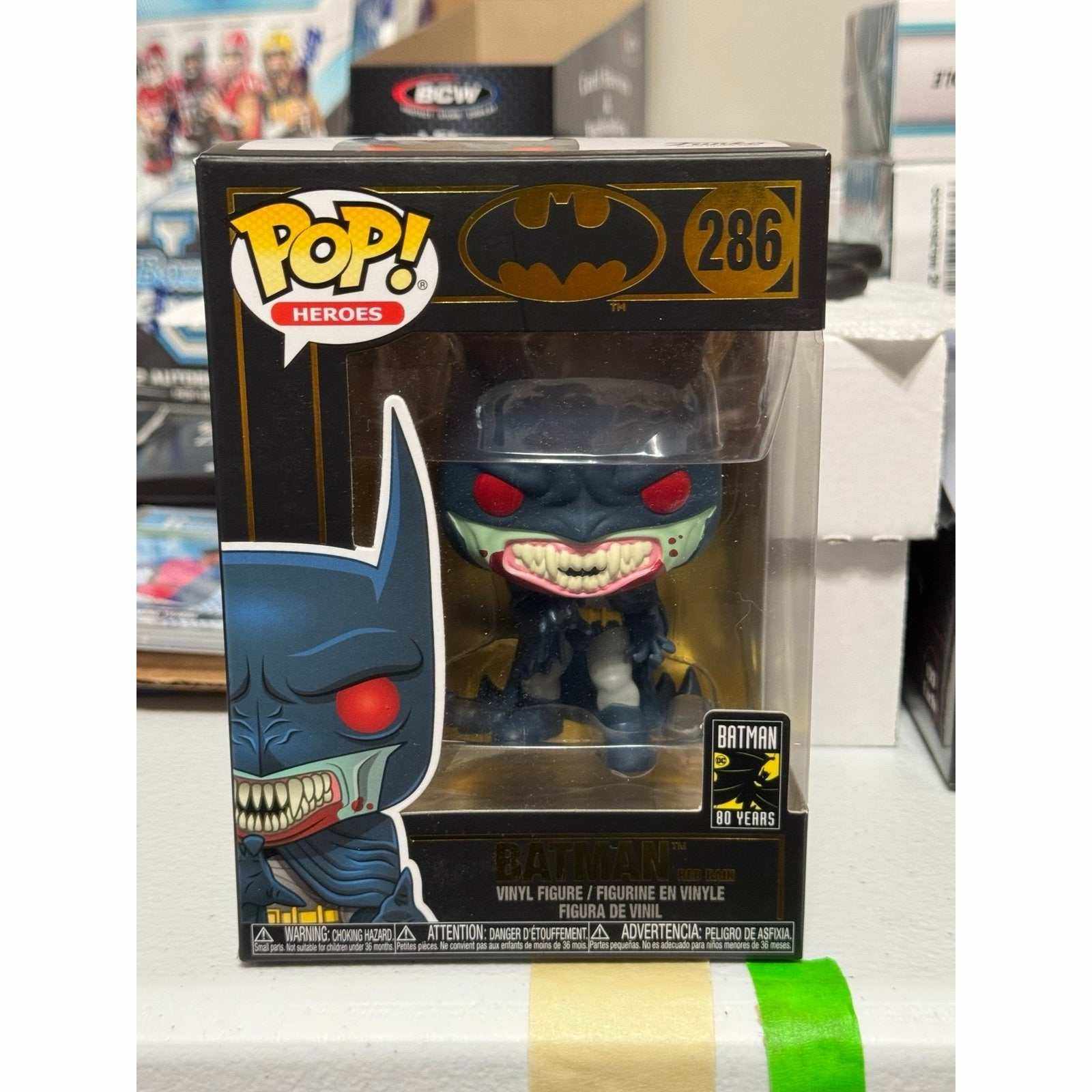 Batman Red Rain Funko Pop 286 vampire Batman figure in box with shelf wear