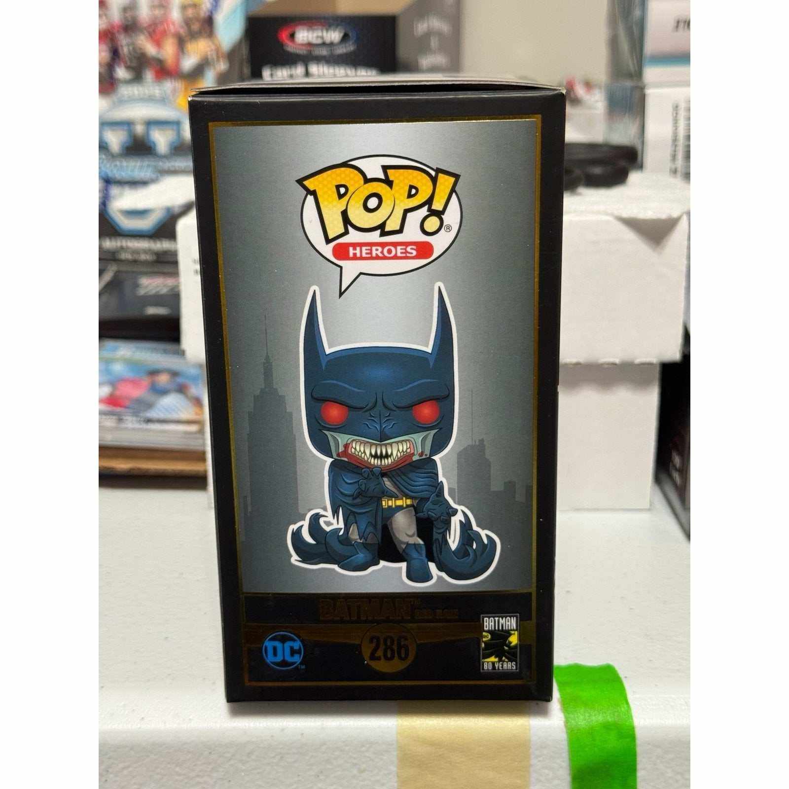 Batman Red Rain Funko Pop 286 DC Heroes vampire Batman figure box front view