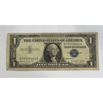 1957A $1 Silver Certificate blue seal vintage US currency note front and back