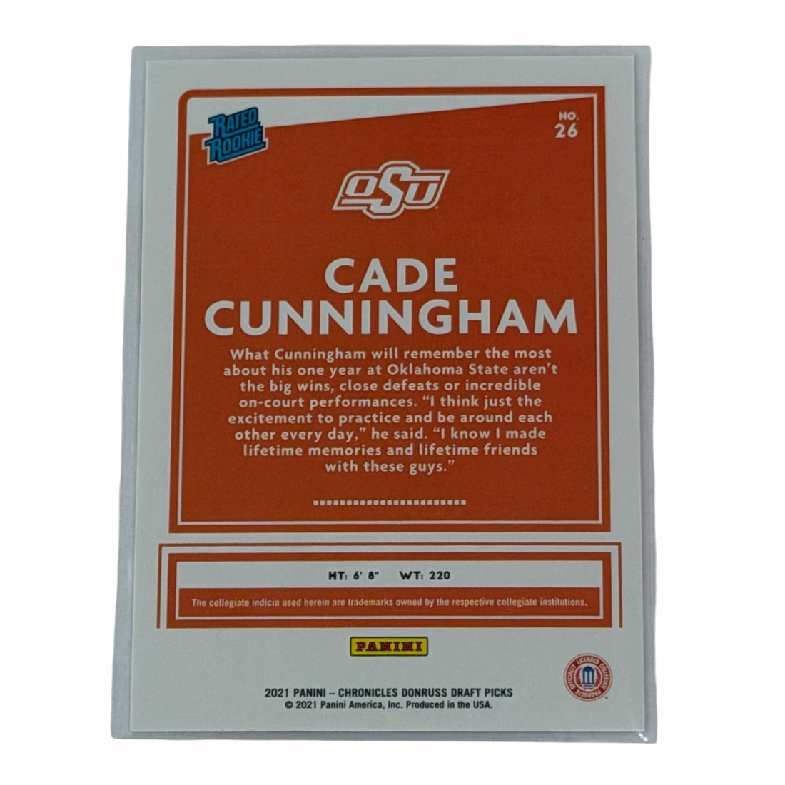 Cade Cunningham RC 2021 Panini Chronicles Cade Cunningham RC 2021 Panini Chronicles Donruss Rated Rookie 26 NBA Pistons
