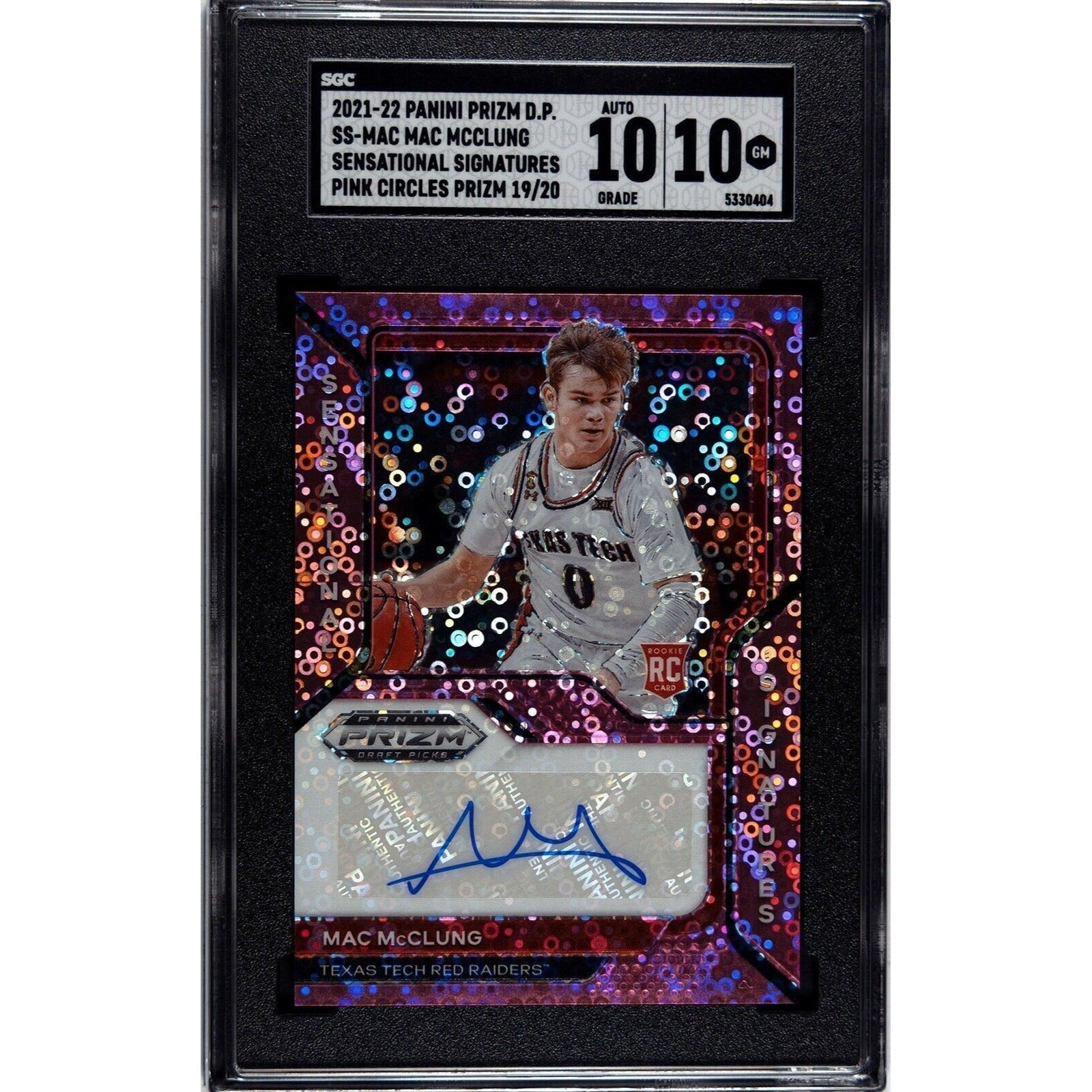Mac McClung 2021-22 Panini Prizm Pink Circles Auto basketball card graded 10