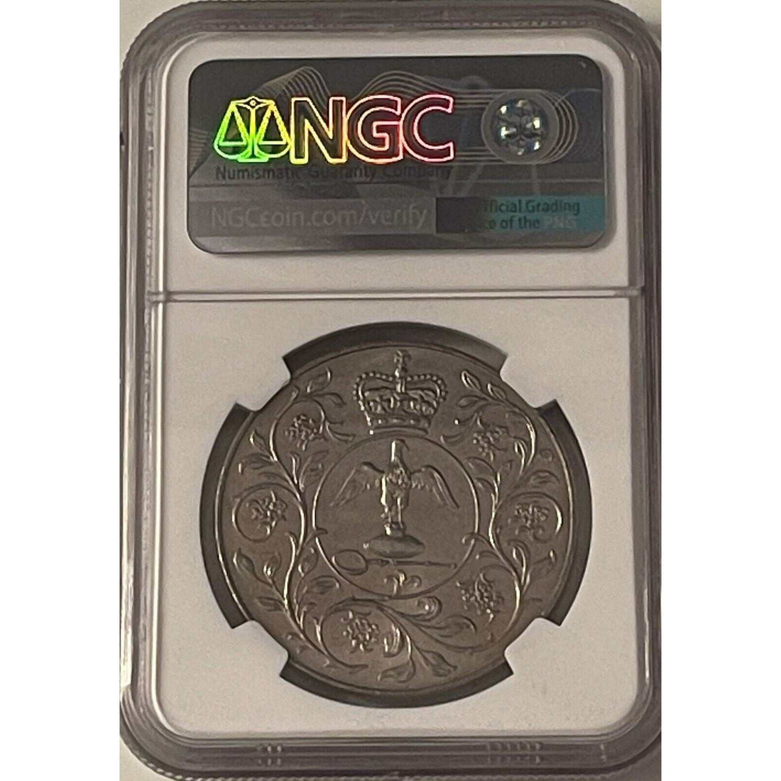 1977 Great Britain 25p Silver Jubilee Queen Elizabeth II NGC BU coin in protective case