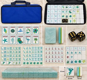 New American Mahjong Set 160 Tiles Heavy Premium Pearl Aqua Tiles Blue Case - image 1