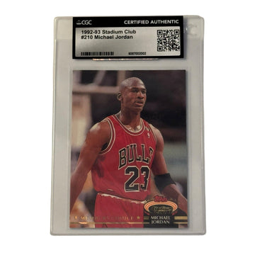 1992 93 Stadium Club Michael Jordan Members Choice #210 CGC Certified Authentic basketball card in tamper evident sleeve