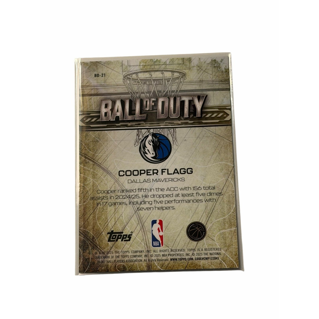 Cooper Flagg Topps Chrome Cooper Flagg RC 2025 Topps Chrome Ball of Duty Rookie BD-21 NBA Dallas Mavericks