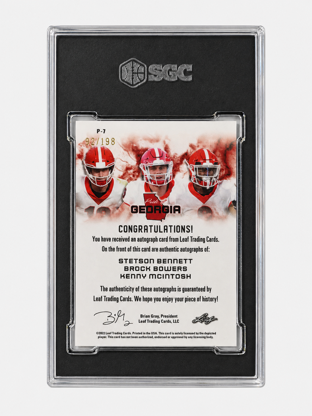 Triple Auto /198 Stetson Bennett Brock Bowers & McIntosh - 2022 Leaf Pride of GA