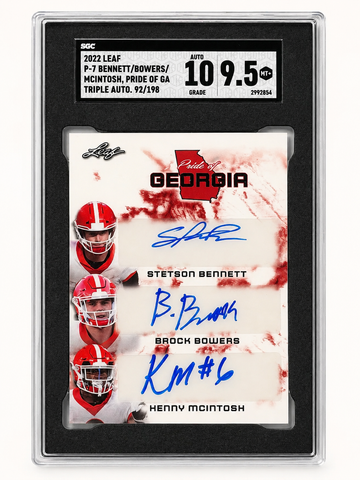 Triple Auto /198 Stetson Bennett Brock Bowers & McIntosh - 2022 Leaf Pride of GA