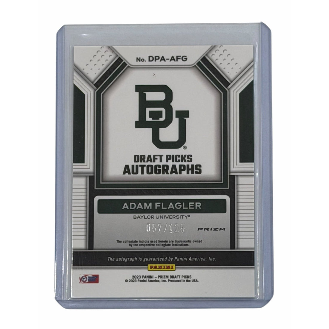 /125 Adam Flagler RC Auto 2023 Panini Prizm Draft Picks #DPA-AFG Baylor