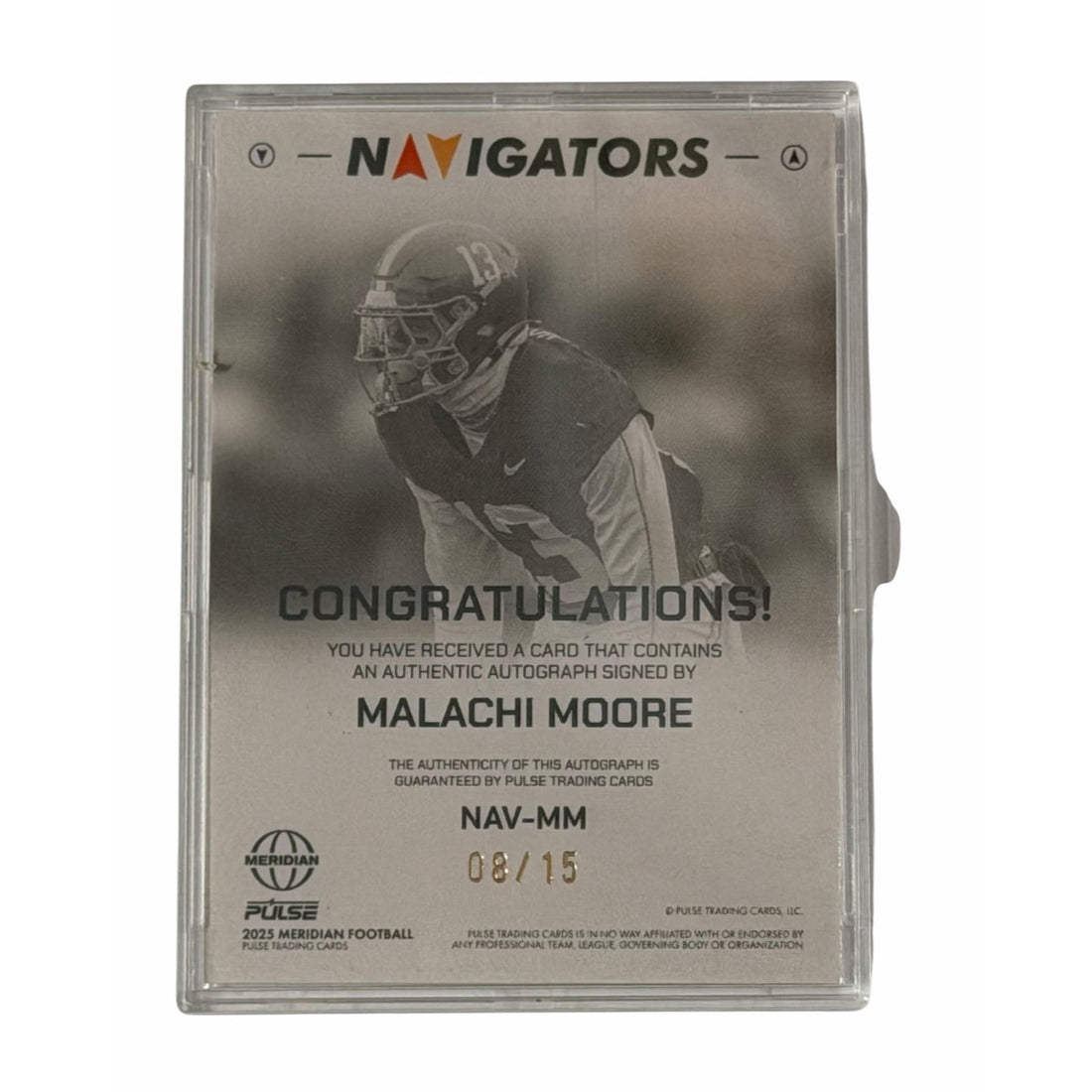 Malachi Moore 2025 Pulse Meridian Navigators Auto /15 Alabama Crimson Tide SSP