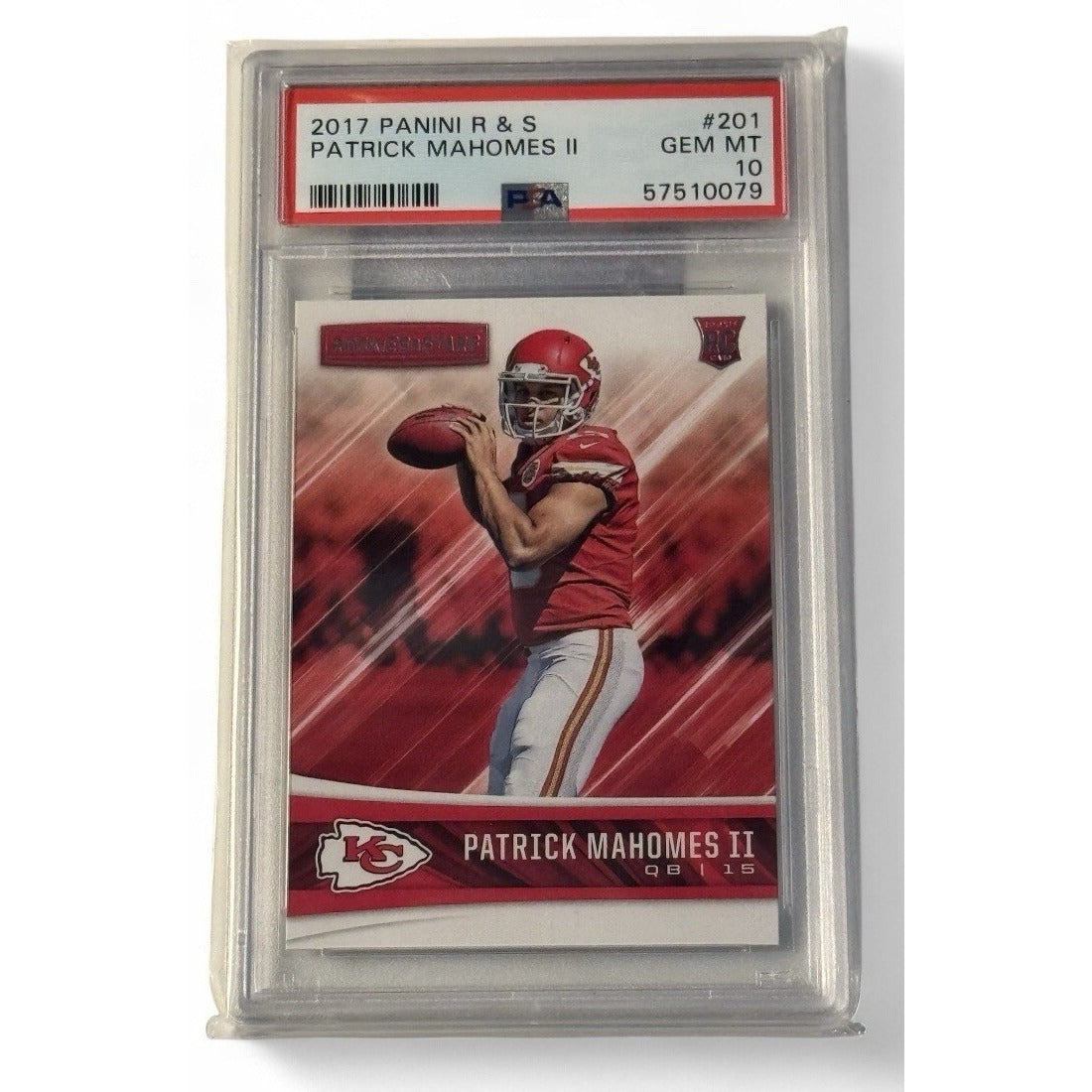 2017 Panini Rookies & Stars Football Patrick Mahomes II RC 201 NFL Chiefs PSA 10