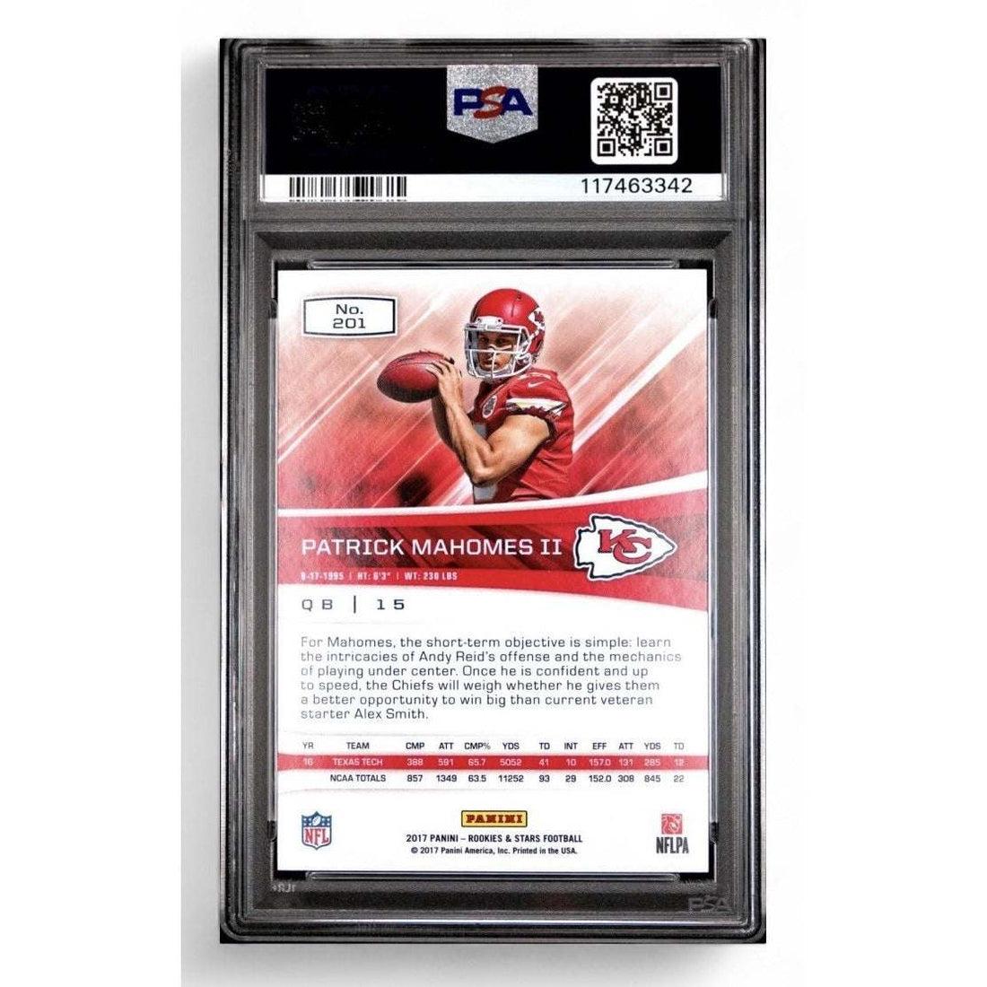 2017 Panini Rookies & Stars Patrick Mahomes II rookie football card PSA 10 Kansas City Chiefs
