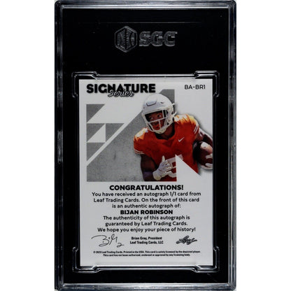2023 Leaf Signature Series 1/1 Bijan Robinson* RC Auto Orange BA-BR1 NFL SGC 9.5